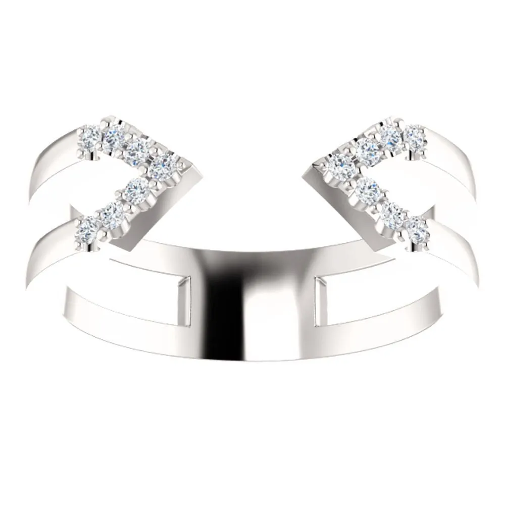 14k White Gold 1/8 CTW Diamond Geometric Ring, Size 7