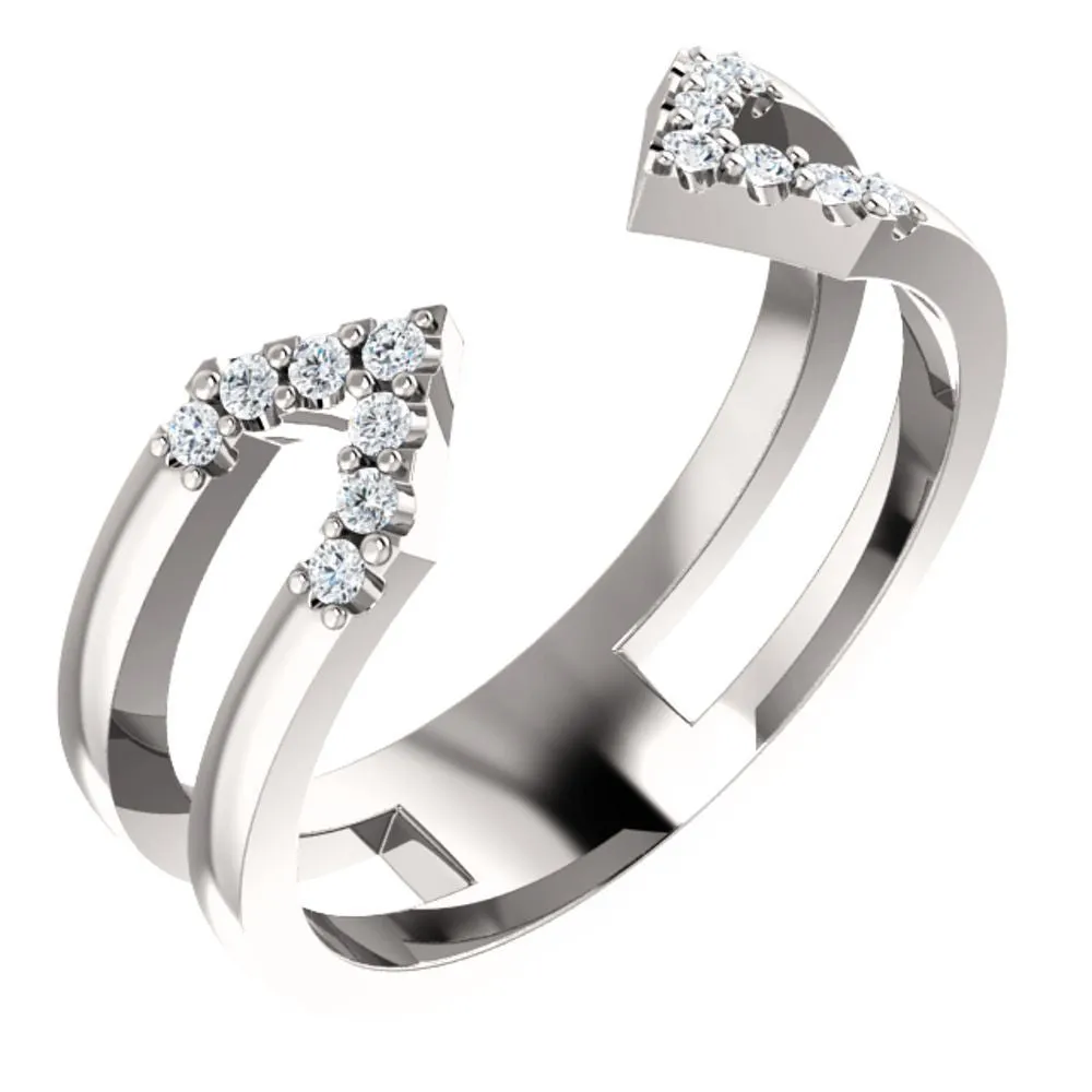 14k White Gold 1/8 CTW Diamond Geometric Ring, Size 7