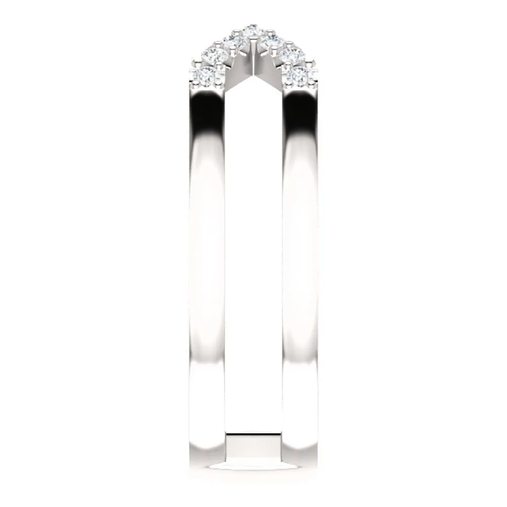 14k White Gold 1/8 CTW Diamond Geometric Ring, Size 7