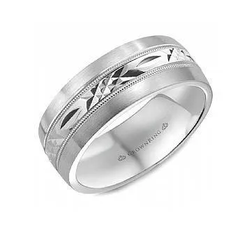14K White Gold Men's Band
