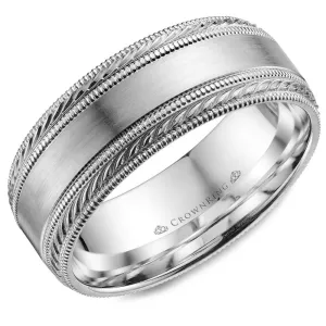 14K White Gold Men's Band