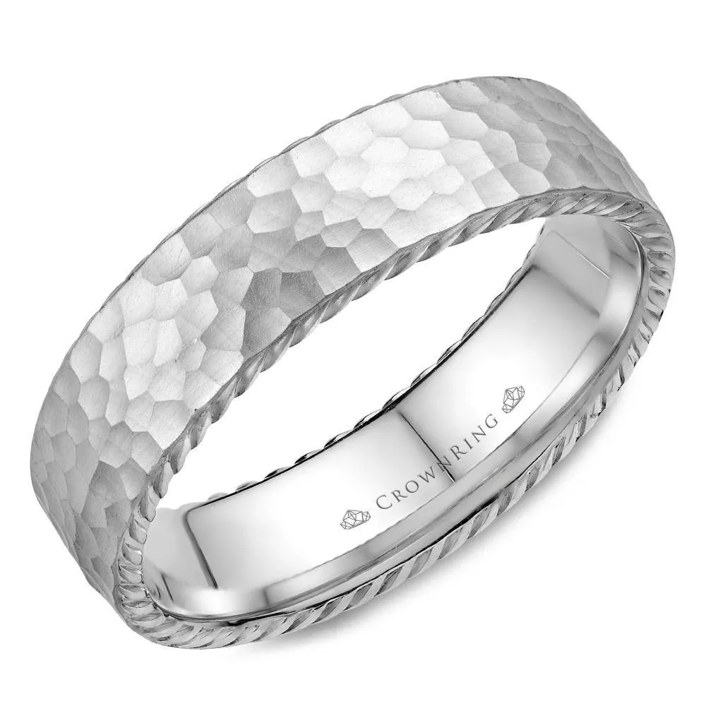 14K White Gold Men's Band