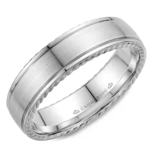 14K White Gold Men's Band