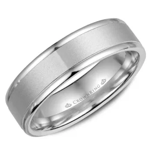 14K White Gold Men's Band