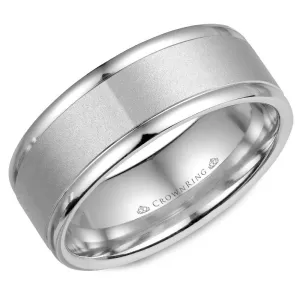14K White Gold Men's Band