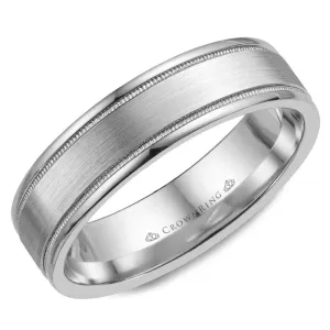 14K White Gold Men's Band