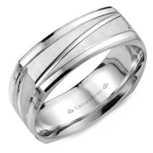 14K White Gold Men's Band