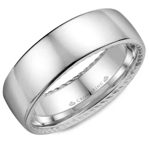 14K White Gold Men's Band