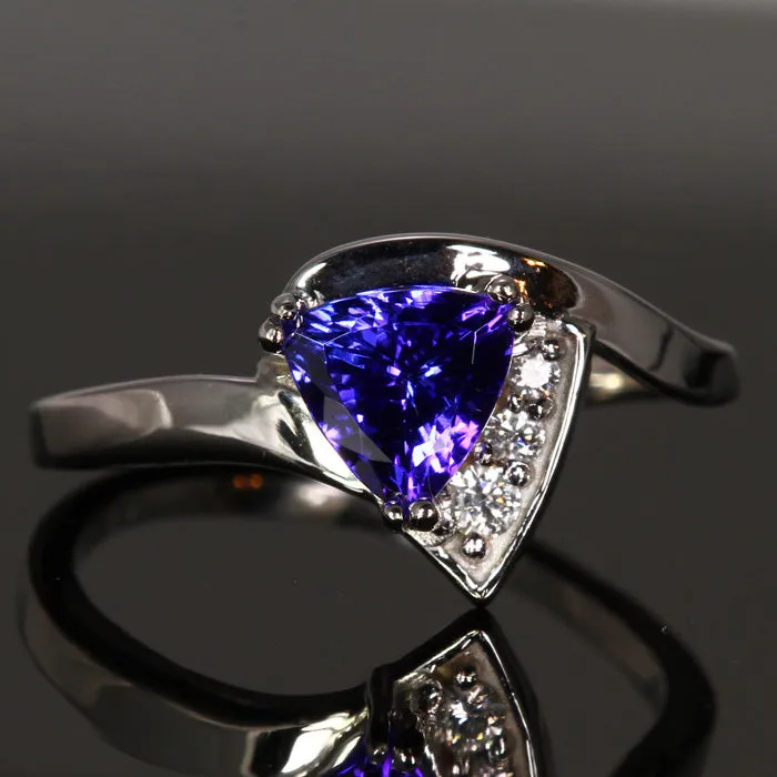 14K White Gold Tanzanite and Diamond Ring by Christopher Michael 1.93 Carats
