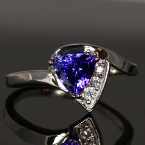 14K White Gold Tanzanite and Diamond Ring by Christopher Michael 1.93 Carats