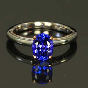 14K White/Rose Gold Oval Tanzanite Ring 1.86 Carats
