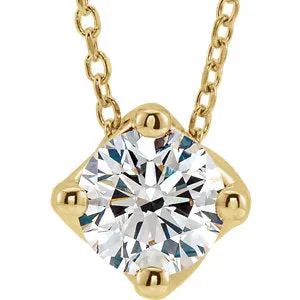 14K Yellow 1/2 CT Diamond Solitaire 16-18" Necklace