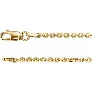 14K Yellow 1.75 mm Solid Diamond-Cut Cable 24" Chain