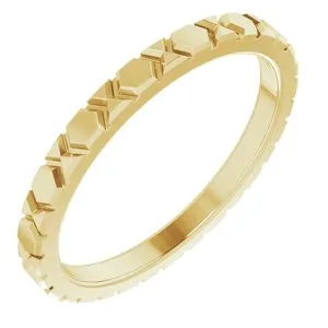14K Yellow 2 mm Geometric Band Size 7