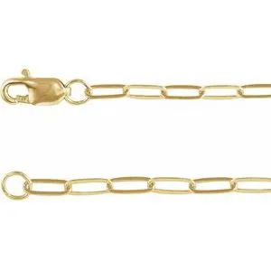 14K Yellow 2.1 mm Paperclip-Style 24" Chain