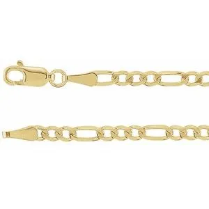 14K Yellow 3 mm Figaro 24" Chain