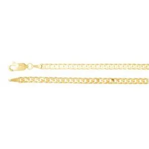 14K Yellow 3 mm Solid Curb 16" Chain