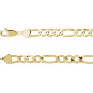 14K Yellow 6.5 mm Figaro 18" Chain