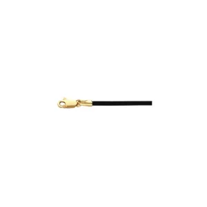 14K Yellow Gold 1.5 mm Black Leather 16" Cord