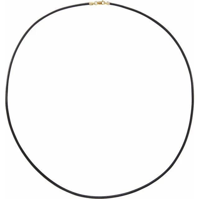 14K Yellow Gold 2 mm Black Leather 24" Cord
