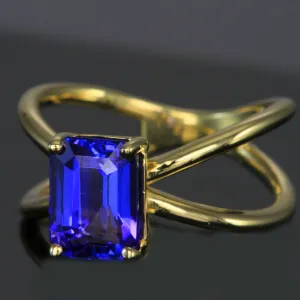 14K Yellow Gold Criss Cross Tanzanite Ring 2.66 Carats
