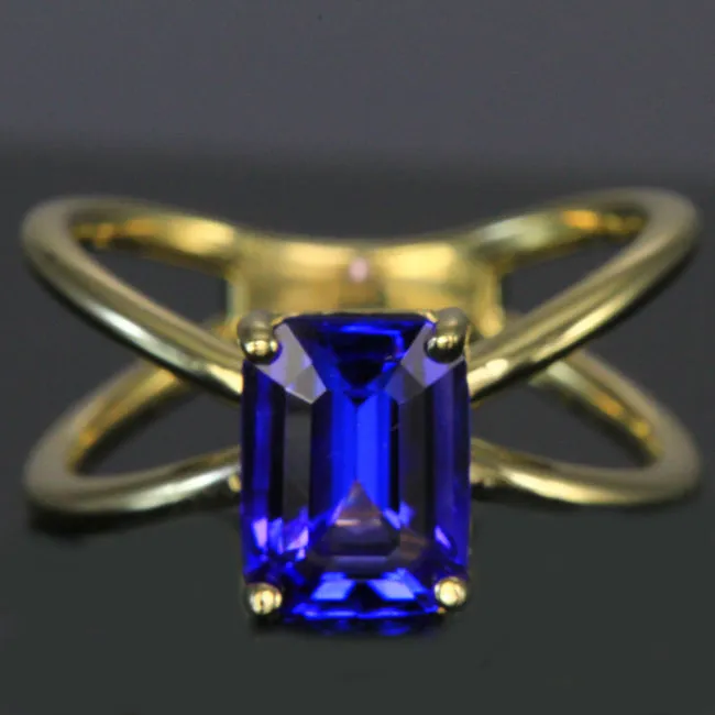 14K Yellow Gold Criss Cross Tanzanite Ring 2.66 Carats
