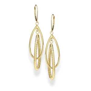 14K Yellow Gold Teardrop Layered Link Earring