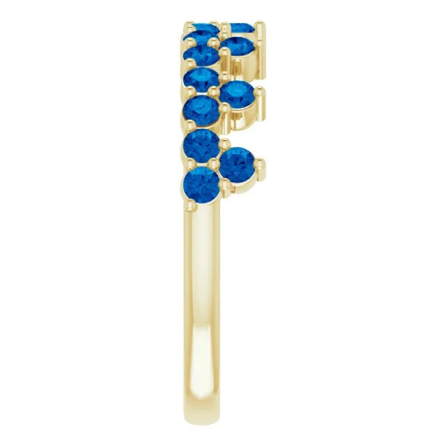14K Yellow Lab-Grown Blue Sapphire Crown Ring