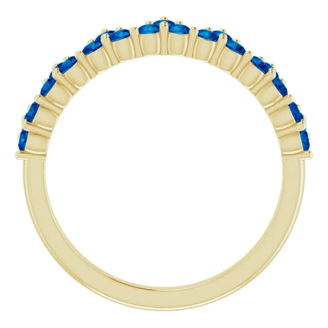 14K Yellow Lab-Grown Blue Sapphire Crown Ring