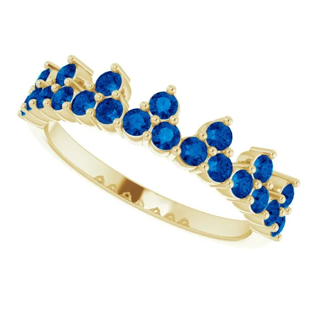 14K Yellow Lab-Grown Blue Sapphire Crown Ring