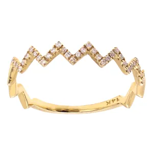 14k Yellow White or Rose Gold 0.25ctw Diamond Zigzag Crown Heart Beat Ring Size 6