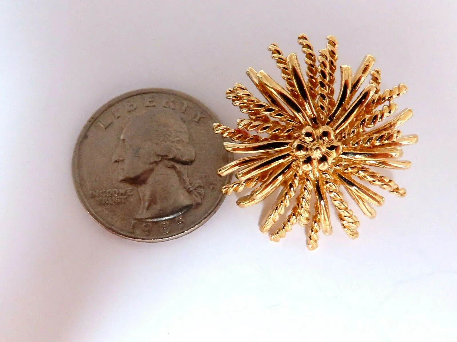 14kt Gold Blossoming Daisy 3D Clip Earrings