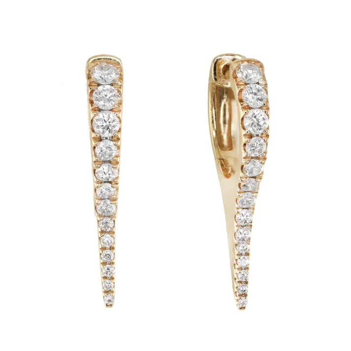14kt Gold  Diamond Mini Spike Hoop