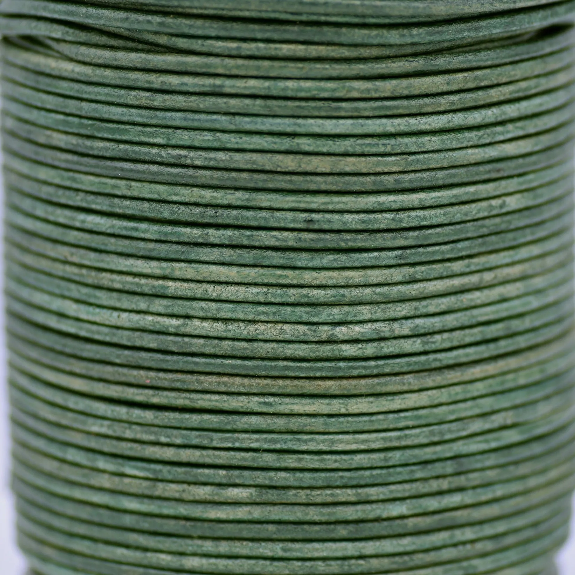 1.5mm Leather Cord - Antique Green - Distressed Round