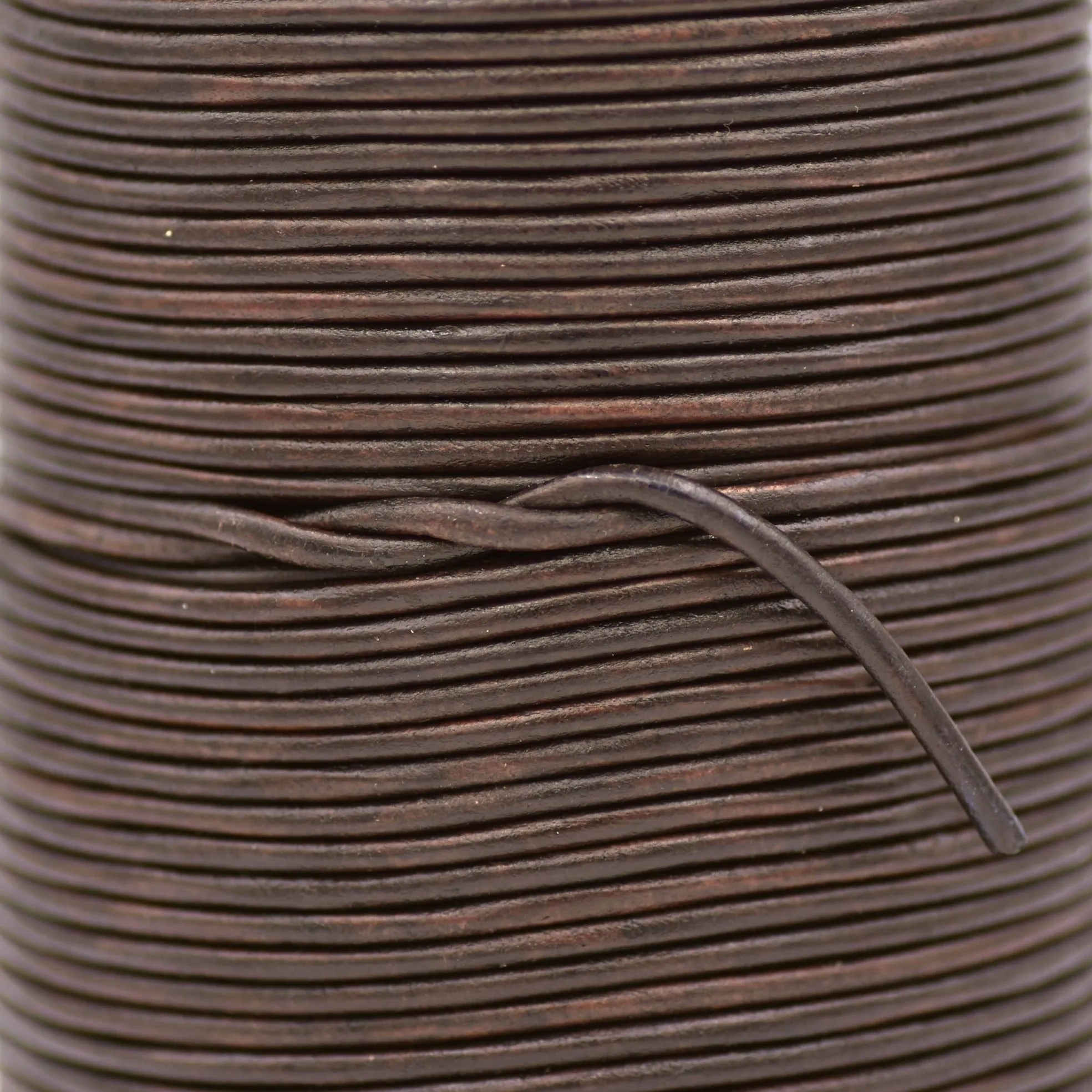 1.5mm Leather Cord - Dark Distress Brown - Round - Matt Finish