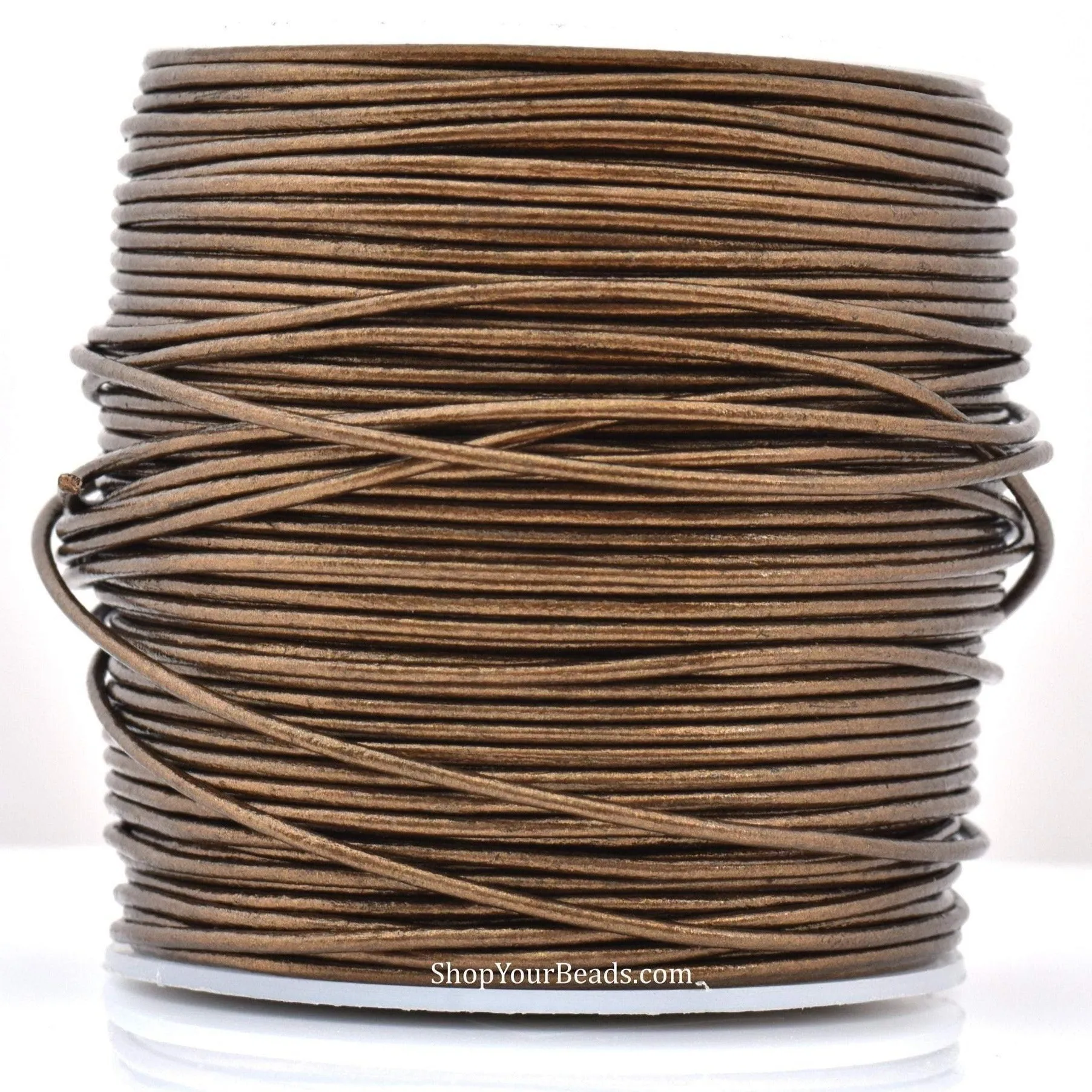 1.5mm Metallic Bronze Leather Cord - Round