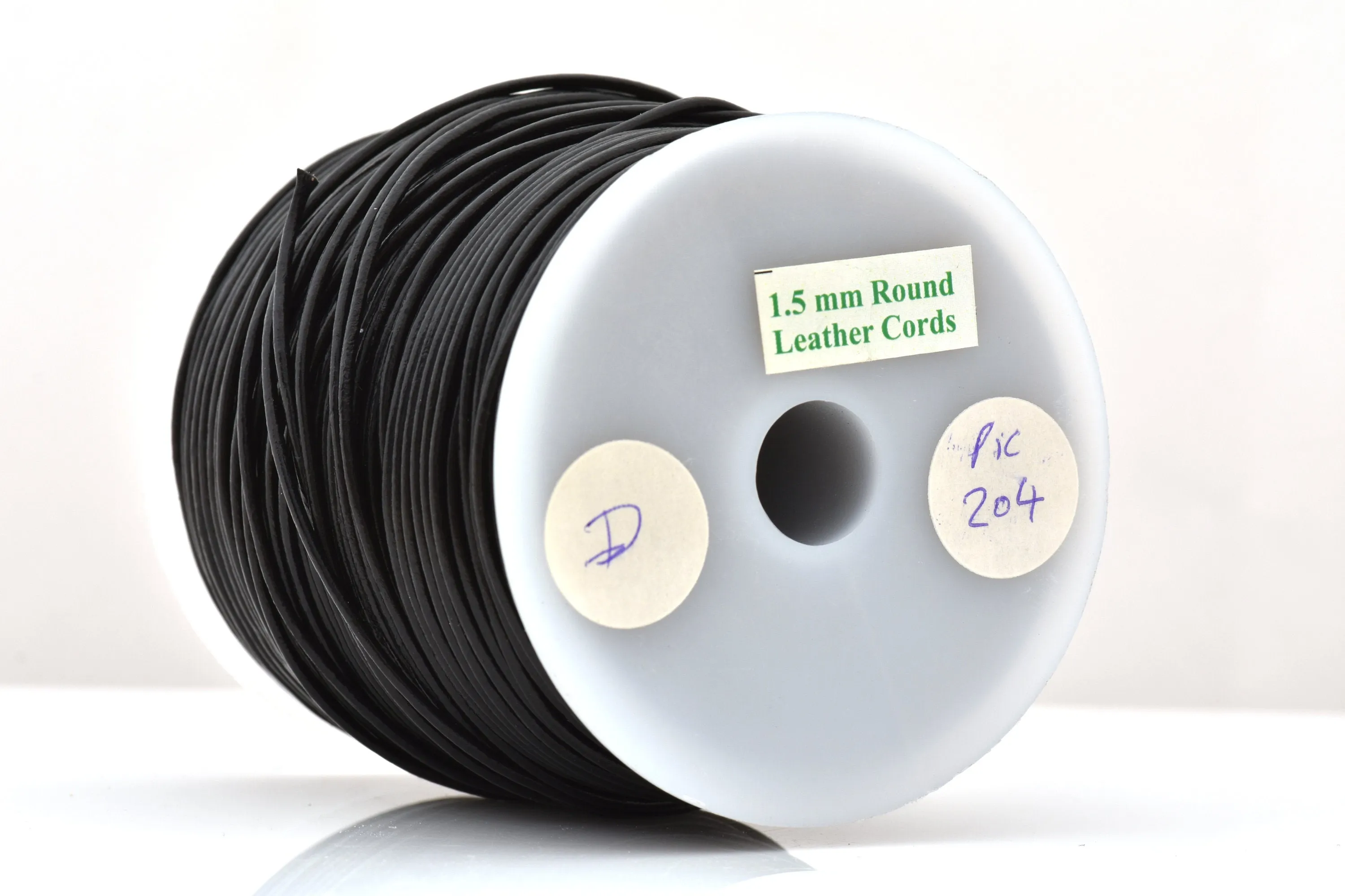 1.5mm Natural Black Leather Cord - Round