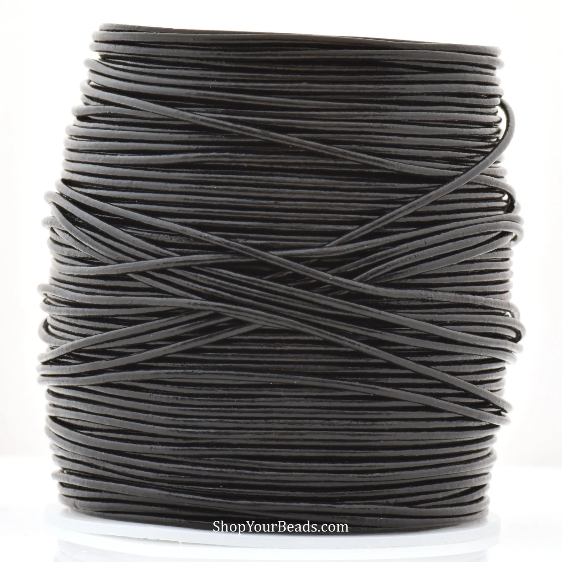 1.5mm Natural Black Leather Cord - Round