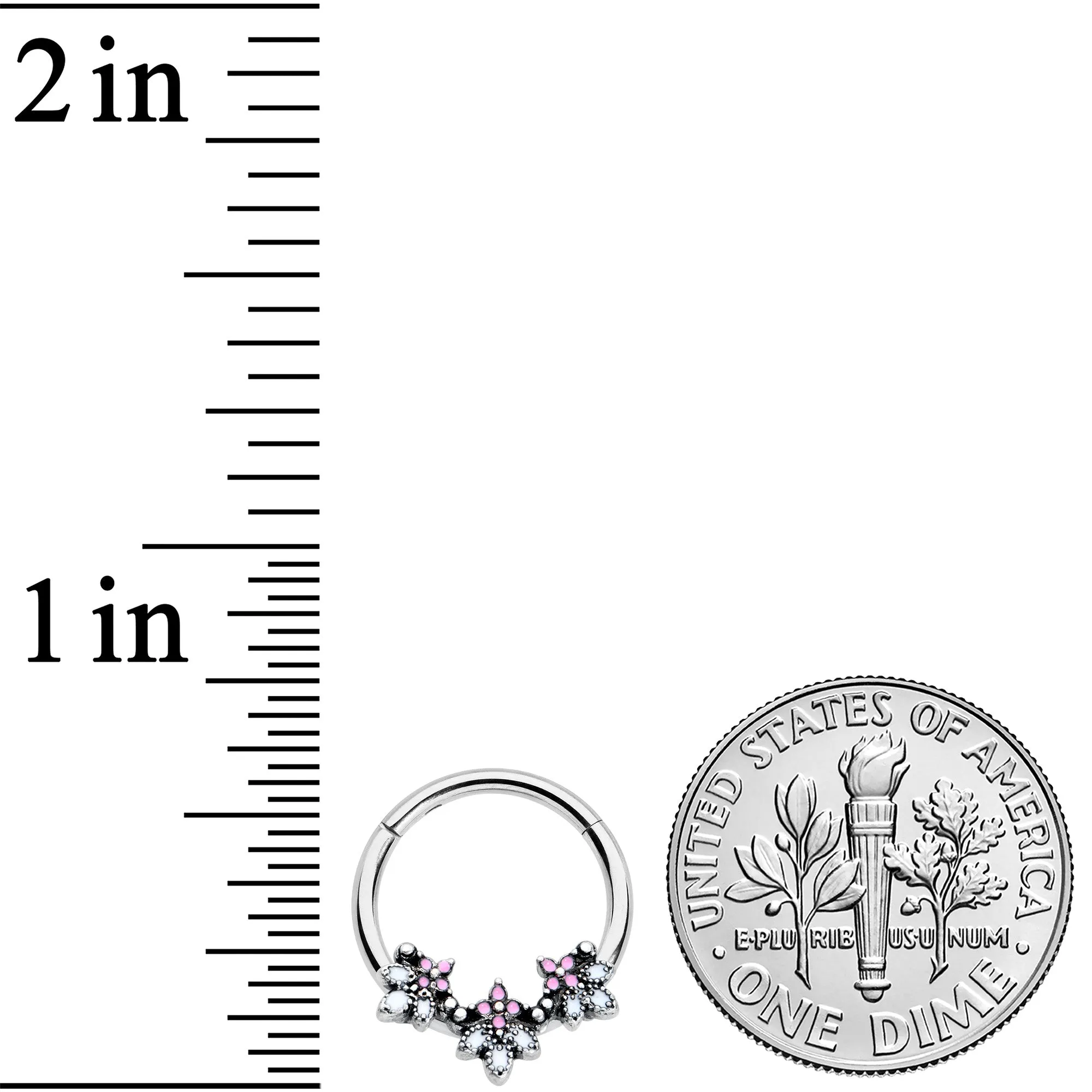 16 Gauge 3/8 Pink White Abstract Leaf Hinged Segment Ring