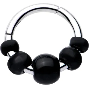 16 Gauge 5/16 Black Chunky Beads Hinged Segment Ring