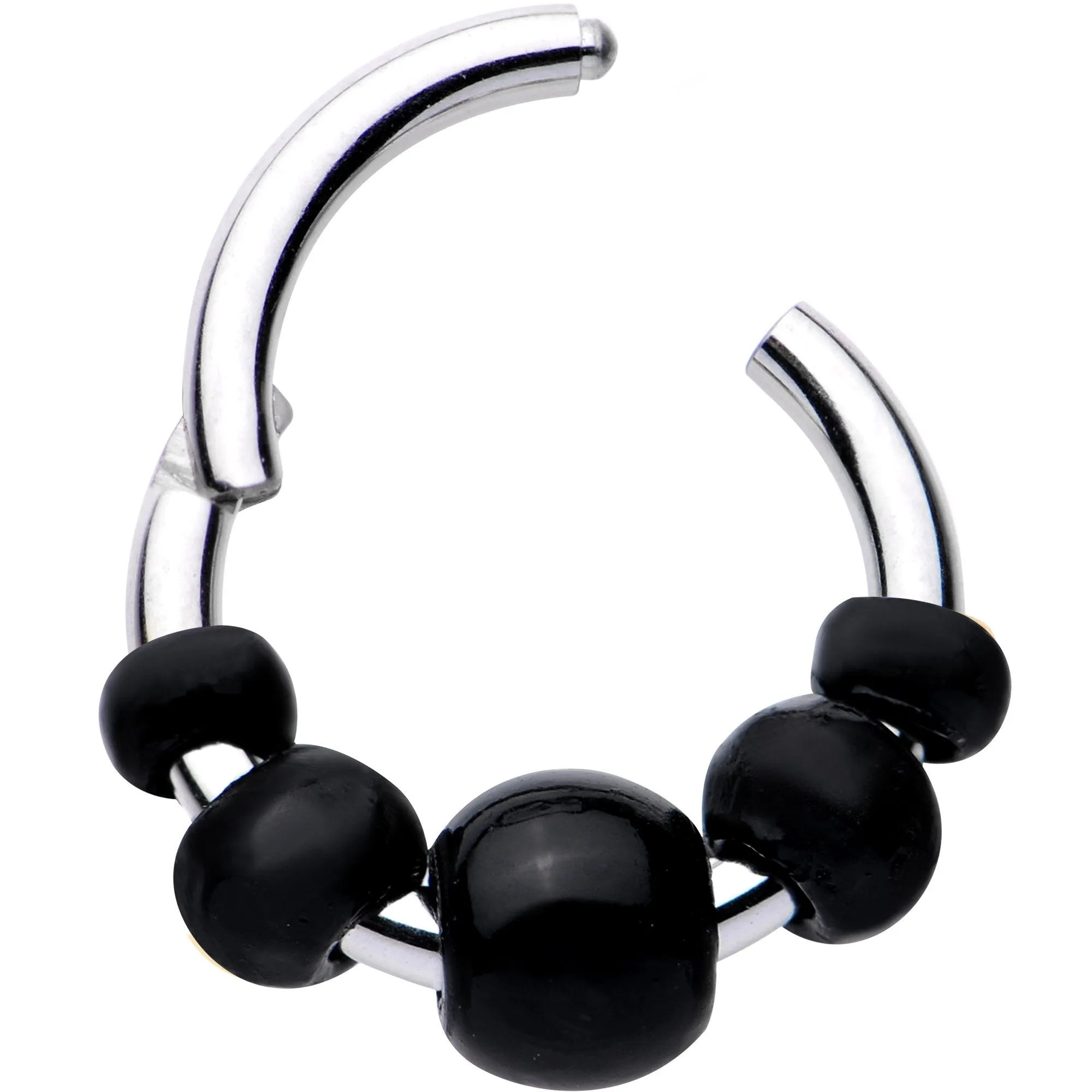 16 Gauge 5/16 Black Chunky Beads Hinged Segment Ring