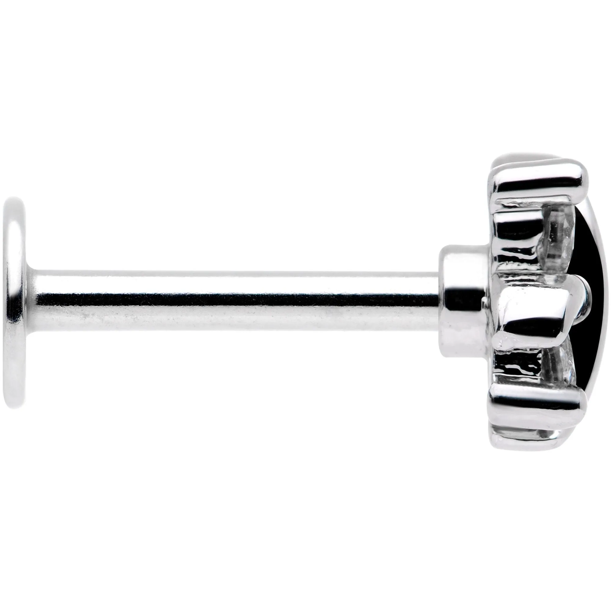 16 Gauge 5/16 Clear CZ Gem Stylized Square Labret Monroe Tragus