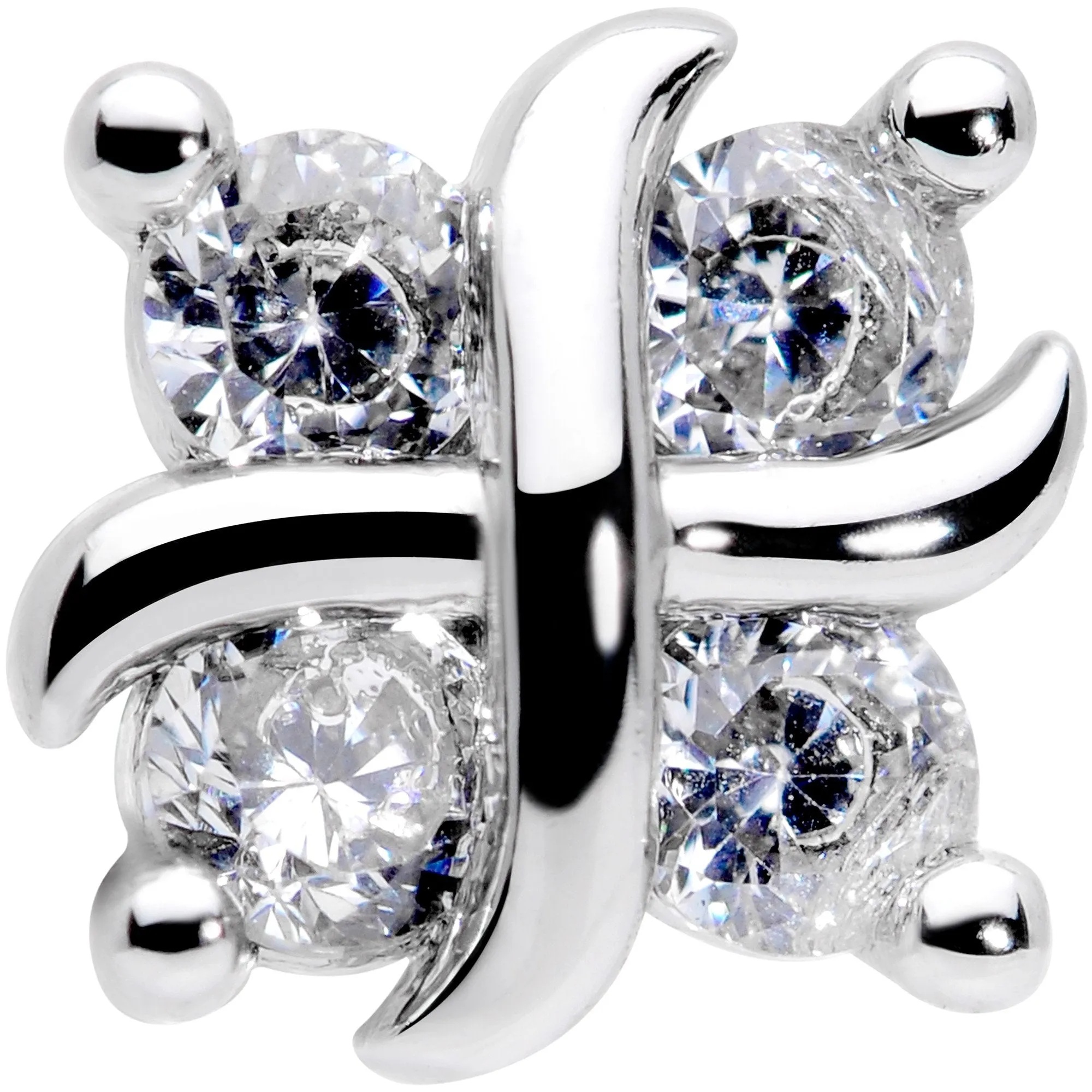 16 Gauge 5/16 Clear CZ Gem Stylized Square Labret Monroe Tragus