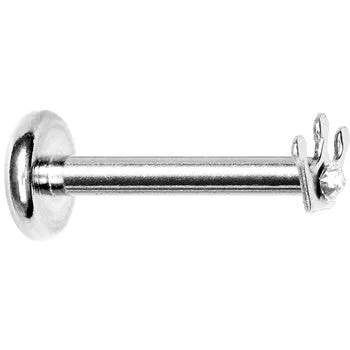 16 Gauge Clear Gem Steel Crown Internally Threaded Labret Monroe