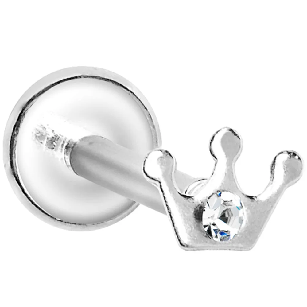 16 Gauge Clear Gem Steel Crown Internally Threaded Labret Monroe
