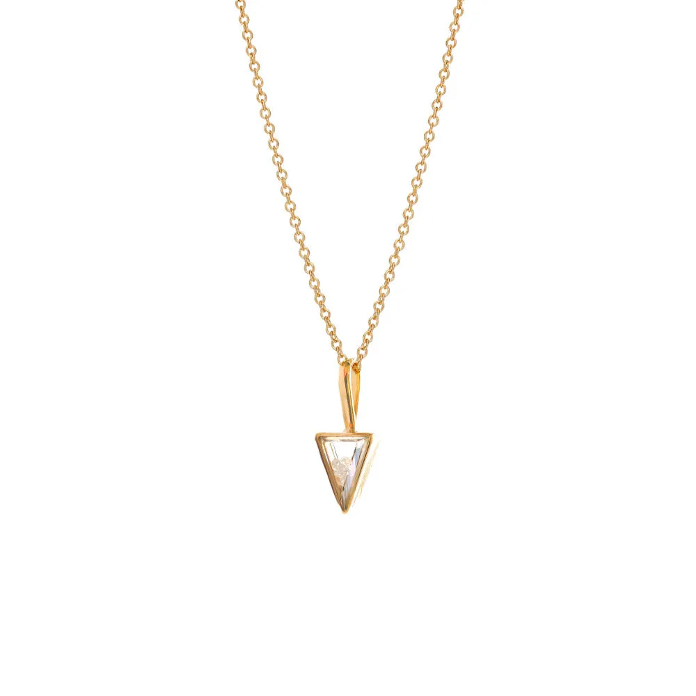 18 Karat Yellow Gold Triangle Mini Shaker Pendant with Diamonds