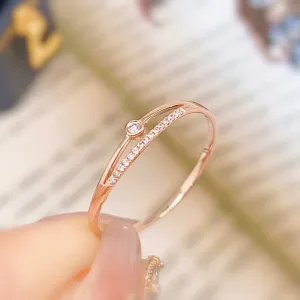 18K Gold Fashion Diamond Ring Exclusively Handcrafted 0.037 Carat Natural Diamond (H-F Color, VS1-VS2 Clarity)
