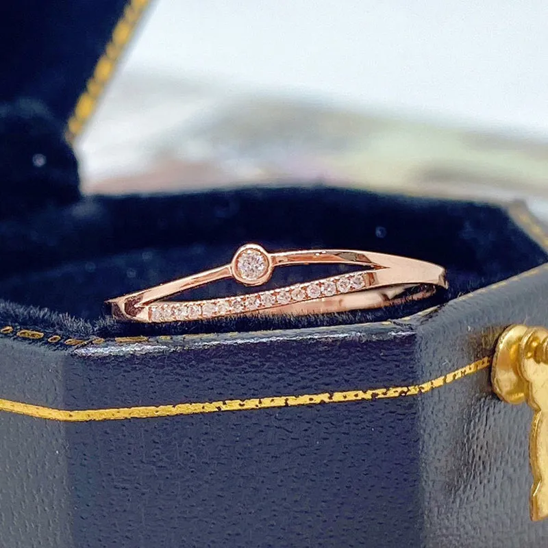 18K Gold Fashion Diamond Ring Exclusively Handcrafted 0.037 Carat Natural Diamond (H-F Color, VS1-VS2 Clarity)