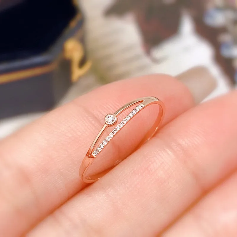 18K Gold Fashion Diamond Ring Exclusively Handcrafted 0.037 Carat Natural Diamond (H-F Color, VS1-VS2 Clarity)