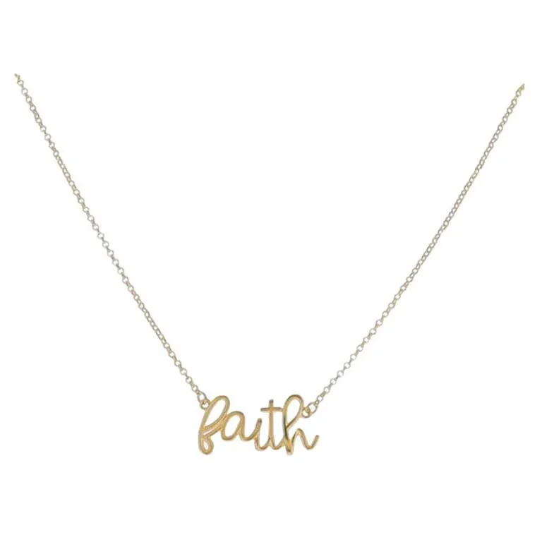 18K Gold Plated Necklace with Cursive "Faith"
